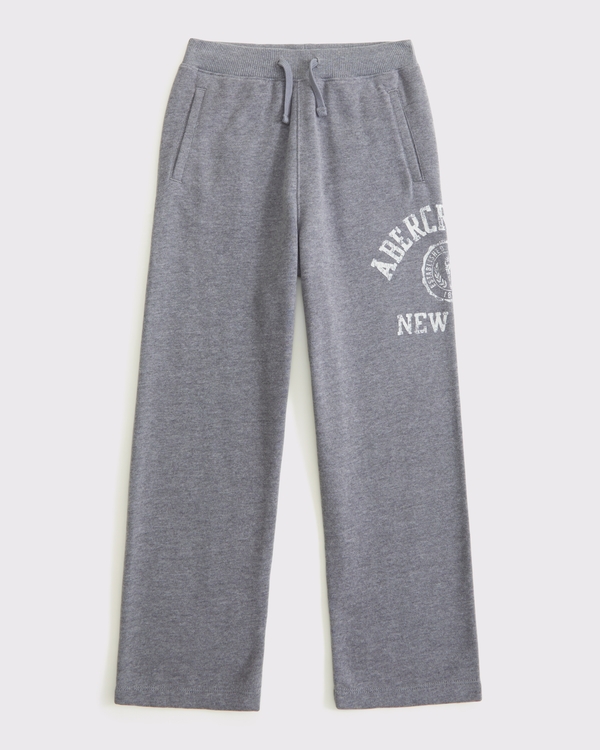 logo baggy open-hem sweatpants, Gray view 1