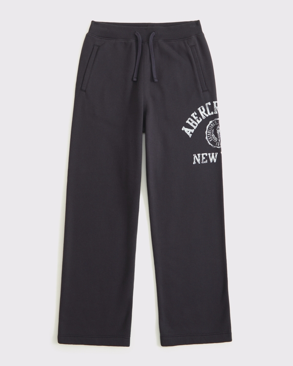 logo baggy open-hem sweatpants, Dark Gray view 1