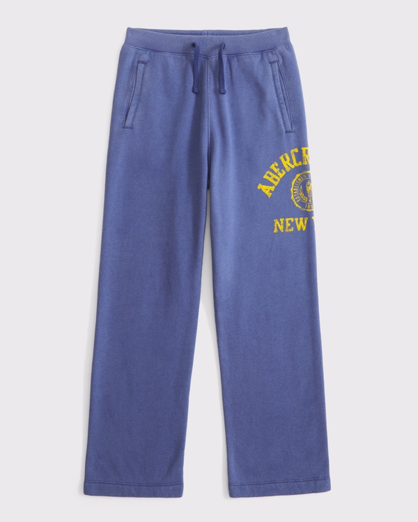 logo baggy open-hem sweatpants, Blue view 2