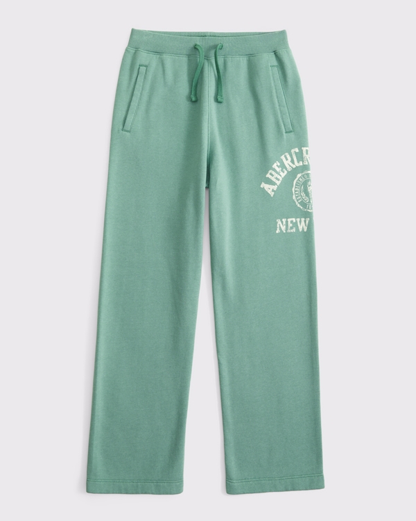 pantalones de chándal amplios con logo y dobladillo abierto, Verde view 1