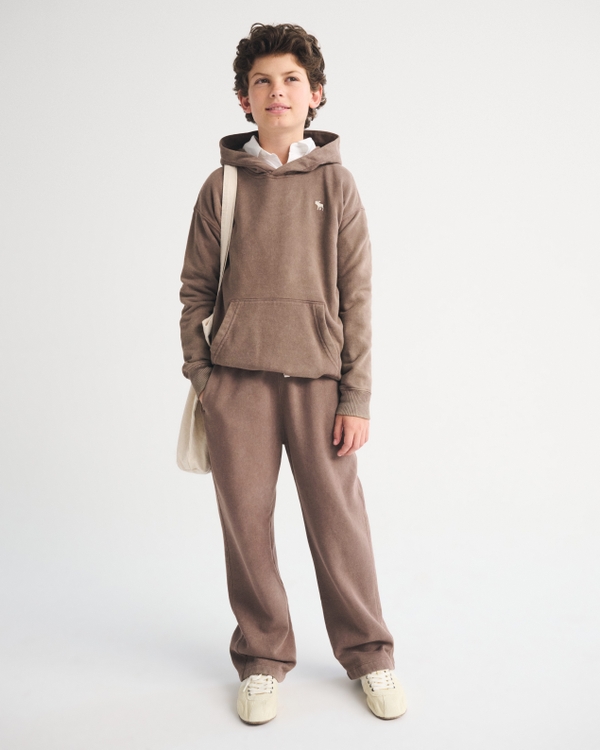 essential icon baggy open-hem sweatpant, Brown view 1