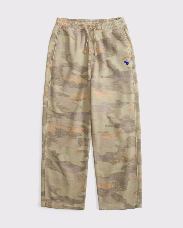 essential icon baggy open-hem sweatpant, Olive Camo view 1