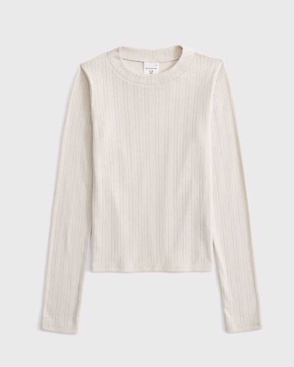 long-sleeve slim pointelle tee