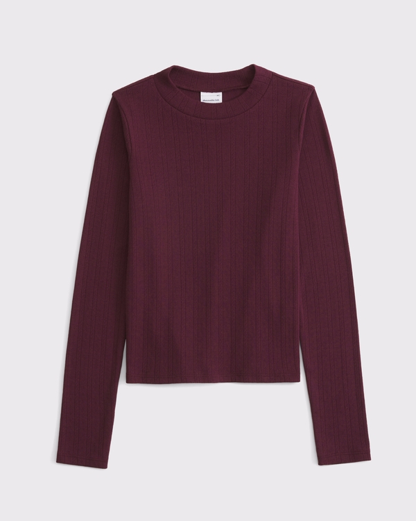 long-sleeve slim pointelle tee