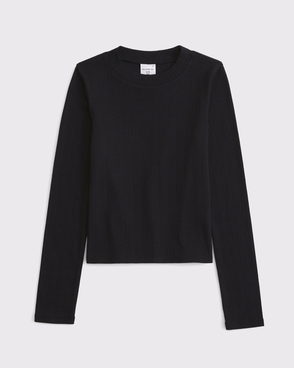 long-sleeve slim pointelle tee