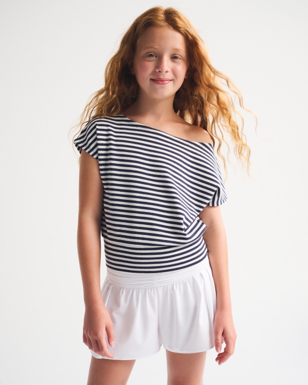 off-the-shoulder tee, Navy Stripe view 1