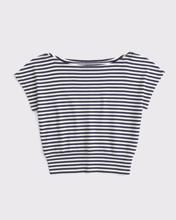 off-the-shoulder tee, Navy Stripe view 2