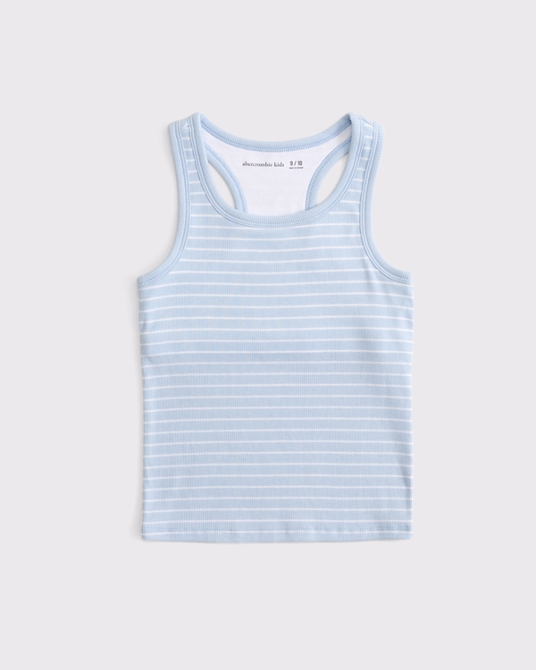 built-in bra racerback tank, Powder Blue Stripe view 1