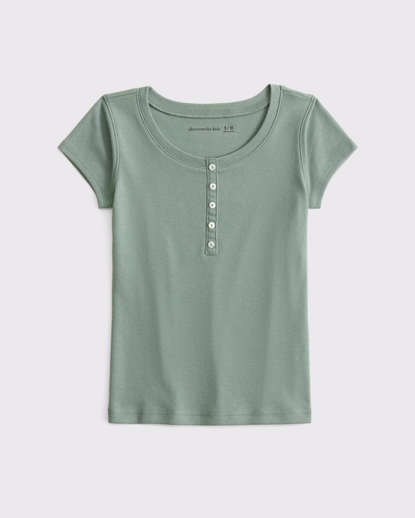 short-sleeve scoop neck henley, Cool Sage view 1