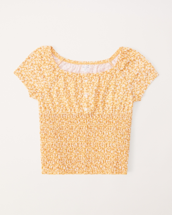 girls smocked bottom button-through tee | girls clearance | Abercrombie.com
