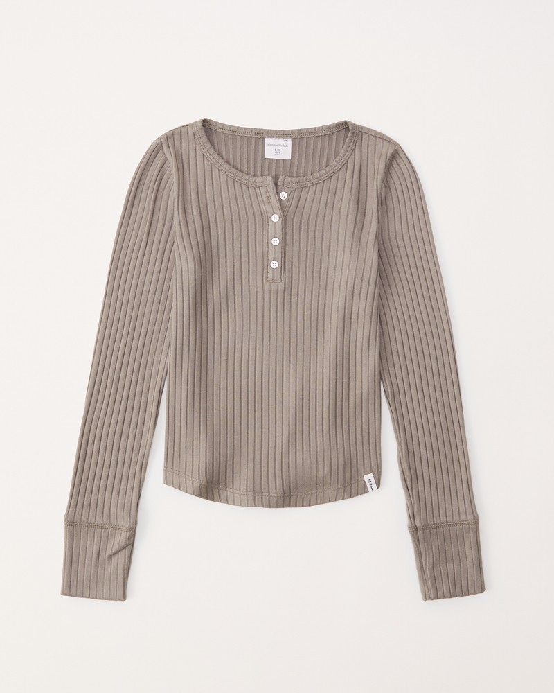 girls long-sleeve cozy henley tee, girls abercrombie girls