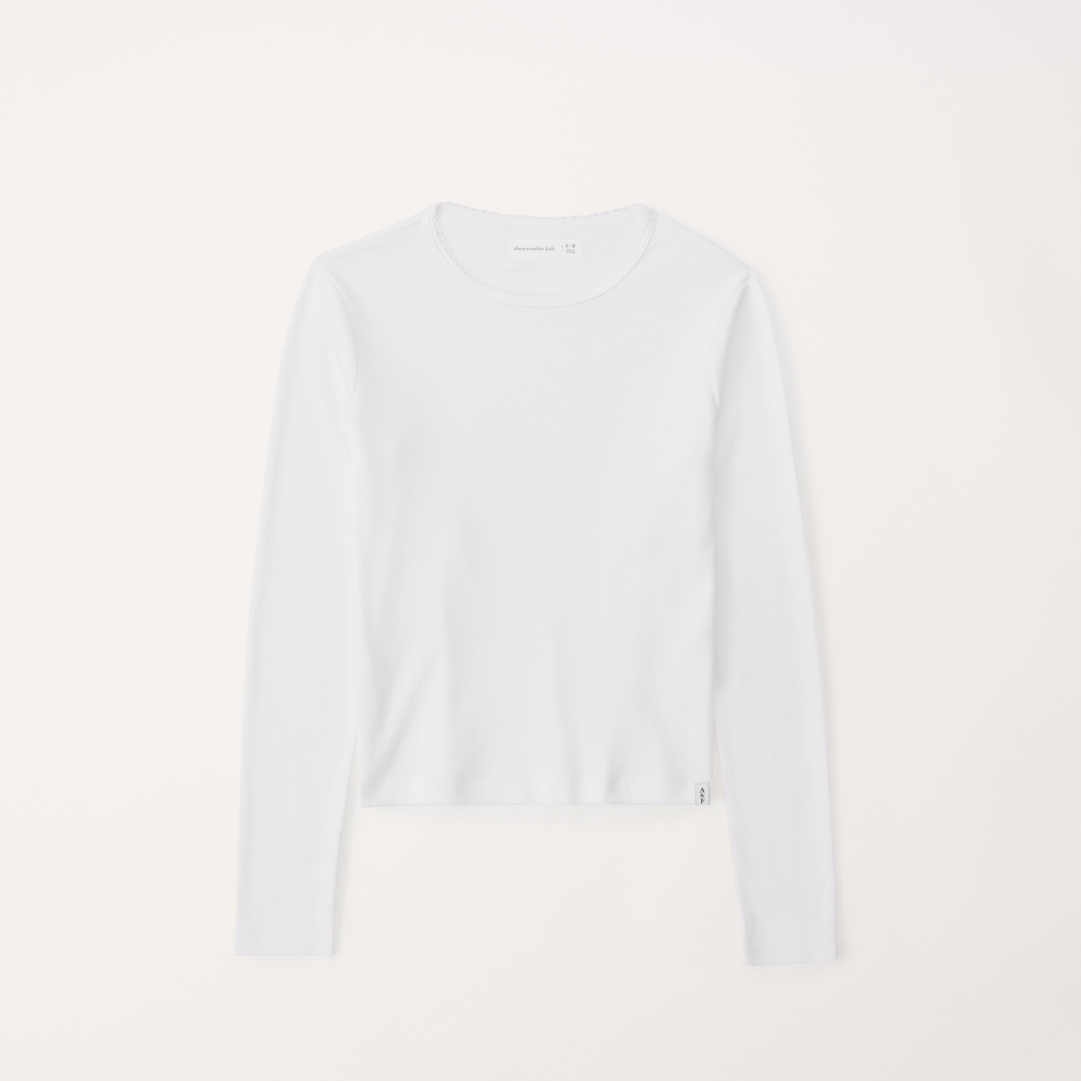 girls essential long-sleeve crewneck rib tee | girls tops