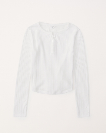 Lyric Thermals Harmony Cotton Pointelle Long Sleeve Top, White