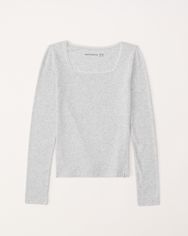 girls essential long-sleeve squareneck rib tee | girls 30% off select styles | Abercrombie.com