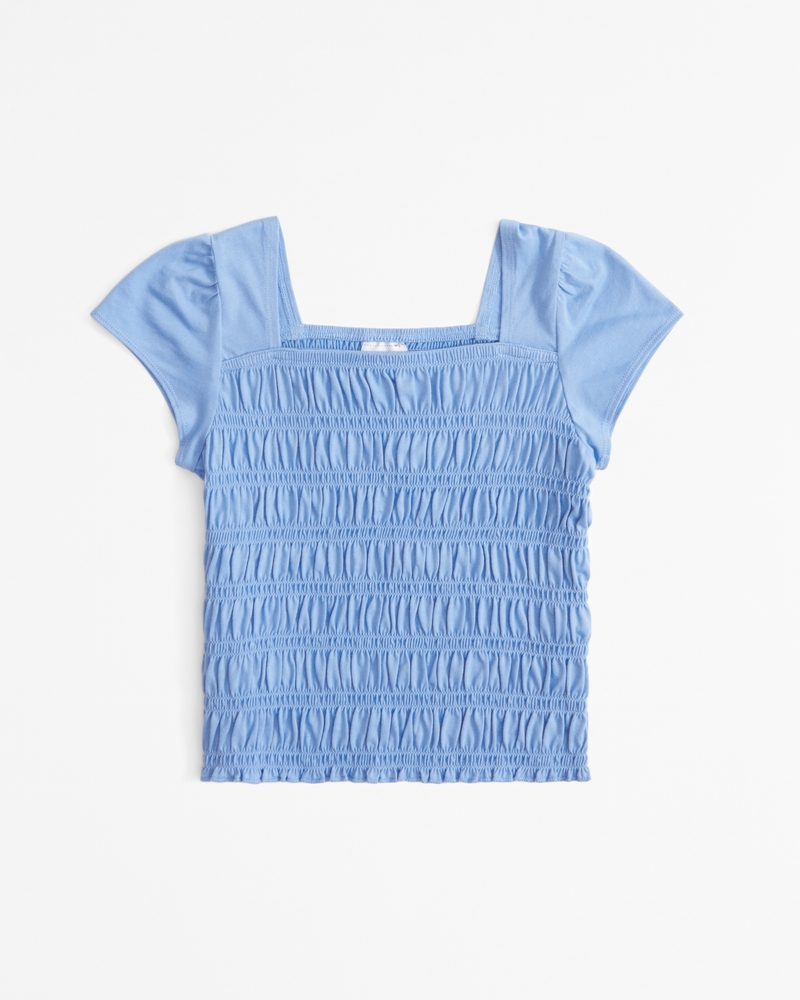 girls pattern smocked flutter sleeve tee | girls tops | Abercrombie.com