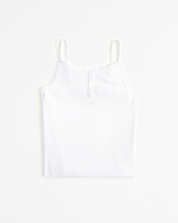 girls essential lace trim henley rib cami girls tops Abercrombie