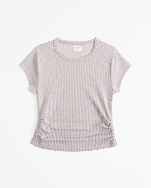 textured side ruched tee, Taupe