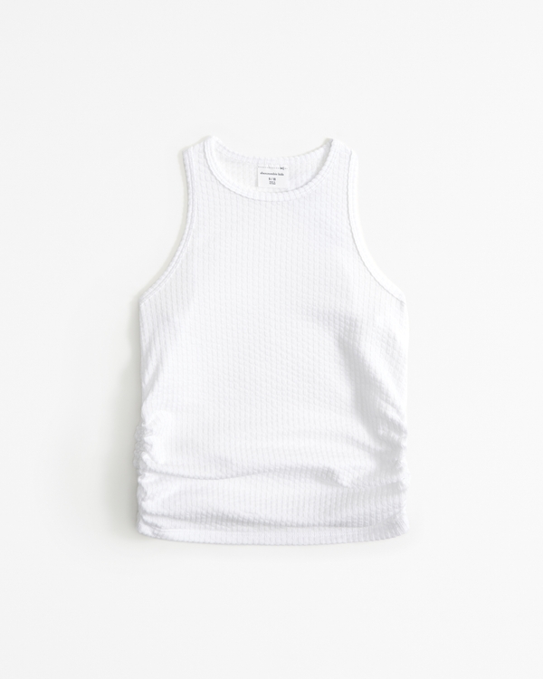 textured knit side ruched tank