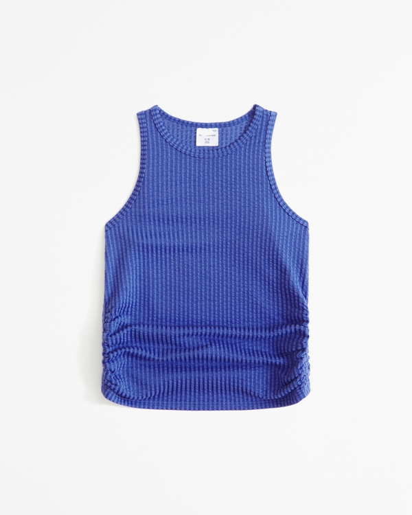 textured knit side ruched tank