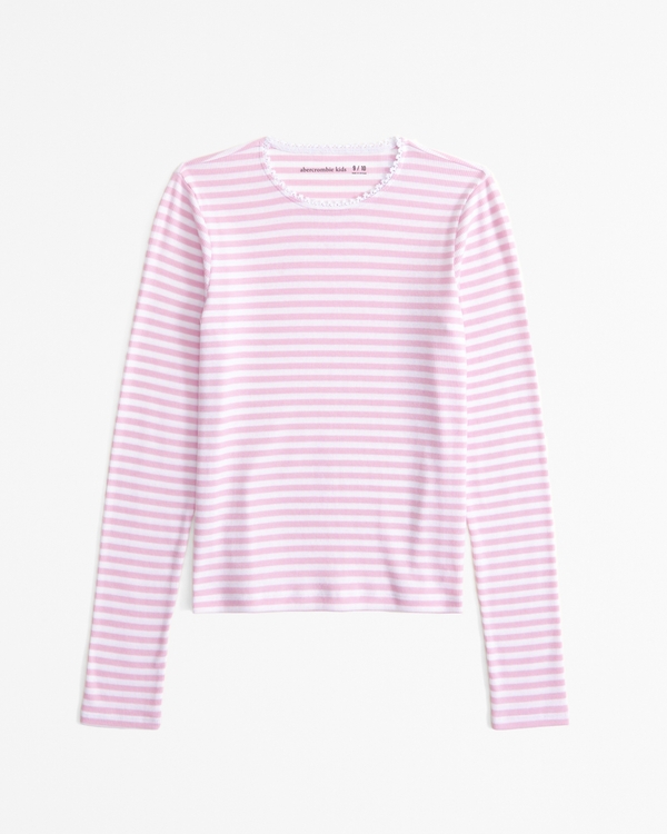 essential long-sleeve baby tee, Pink Stripe view 1