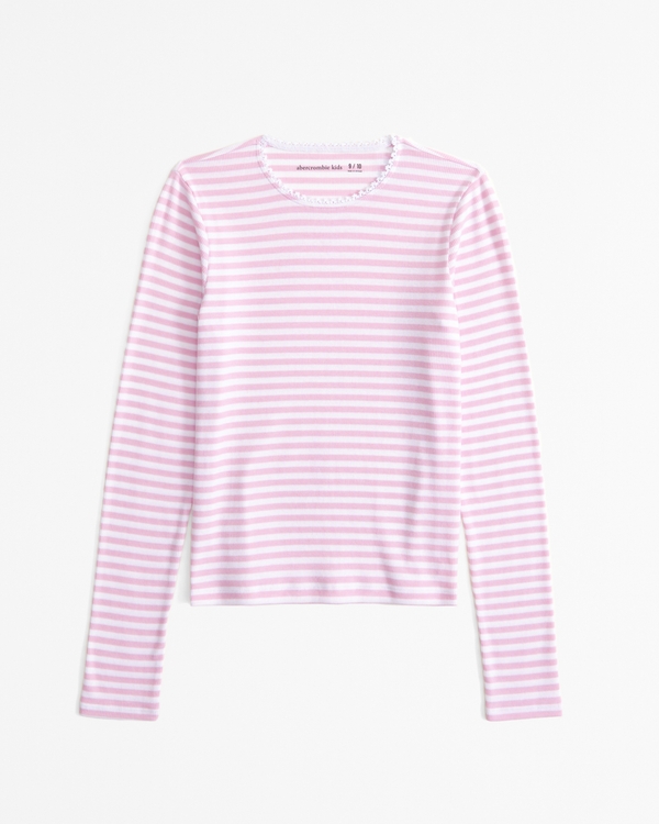 essential long-sleeve baby tee, Pink Stripe