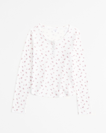 girls long-sleeve waffle henley tee | girls clearance
