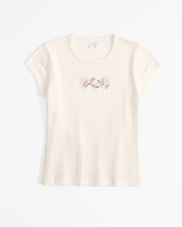 pointelle baby tee, Cream