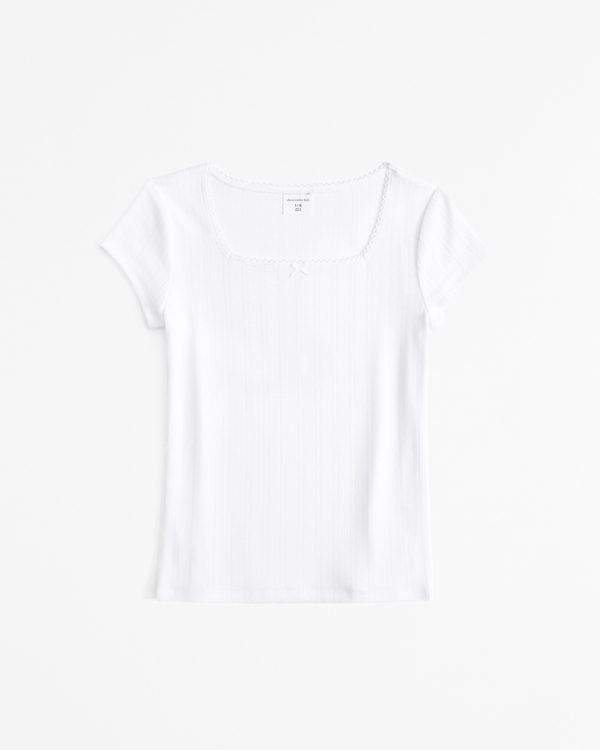 squareneck bow tee, White