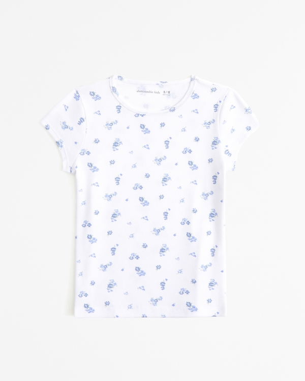 essential pattern baby tee, White And Blue Floral