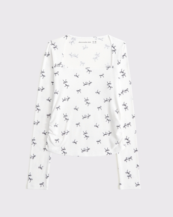 girls the a&f ava long-sleeve top | girls clearance