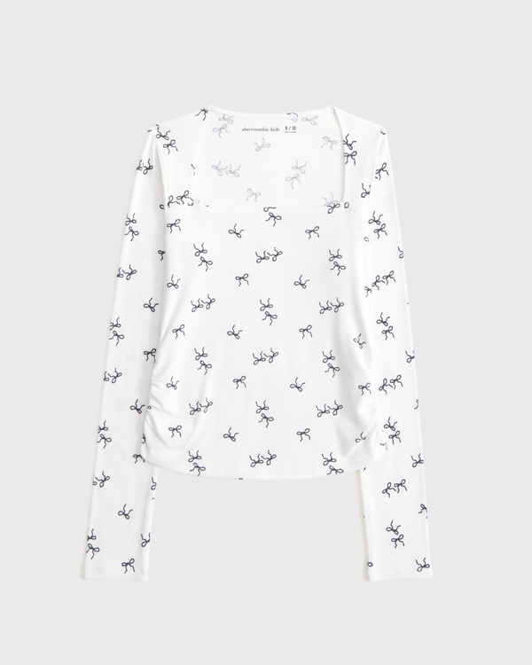 the a&f ava long-sleeve top, Cream Pattern view 1
