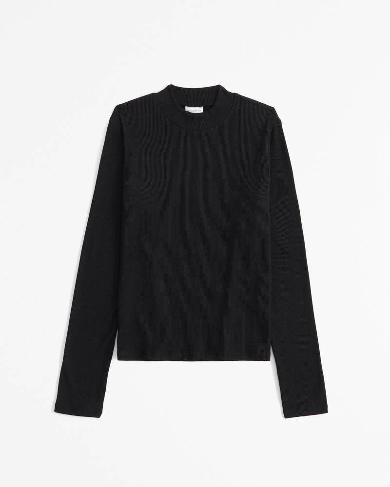 long-sleeve rib mockneck tee