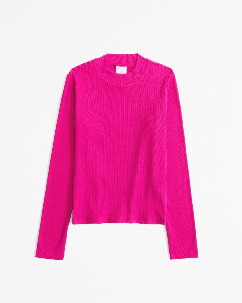 long-sleeve rib mockneck tee