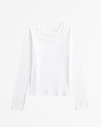 girls long-sleeve layerable rib tee | girls tops | Abercrombie.com