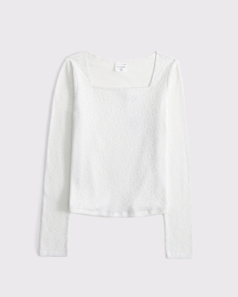 long-sleeve lace squareneck tee