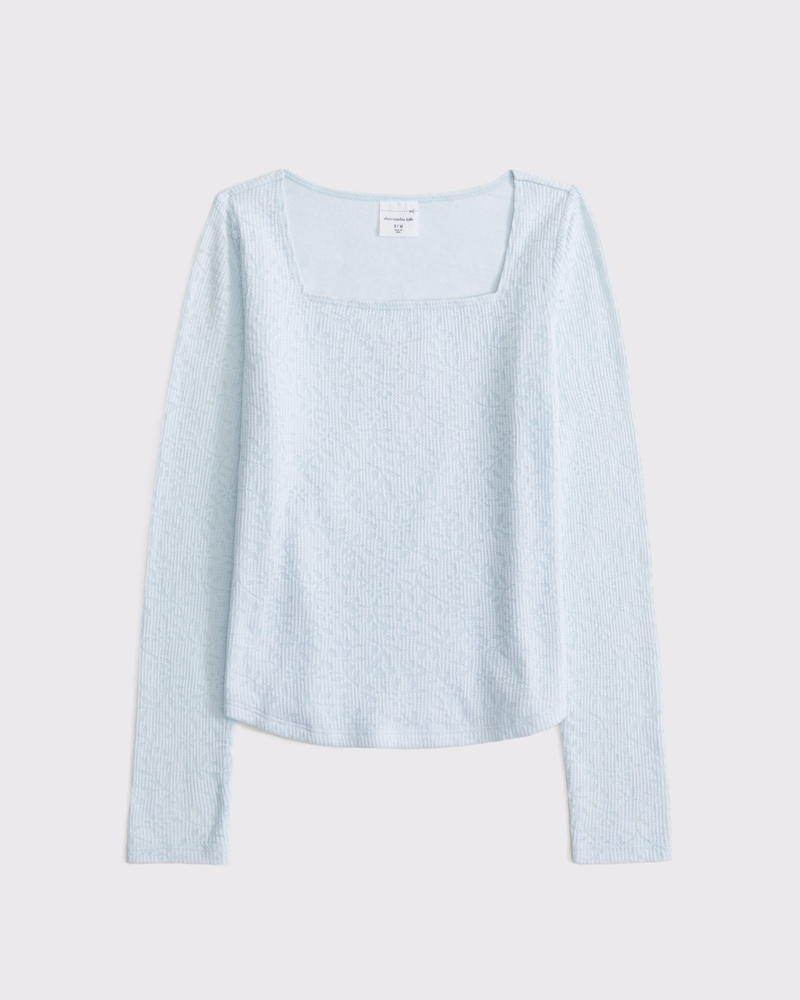 long-sleeve lace squareneck tee