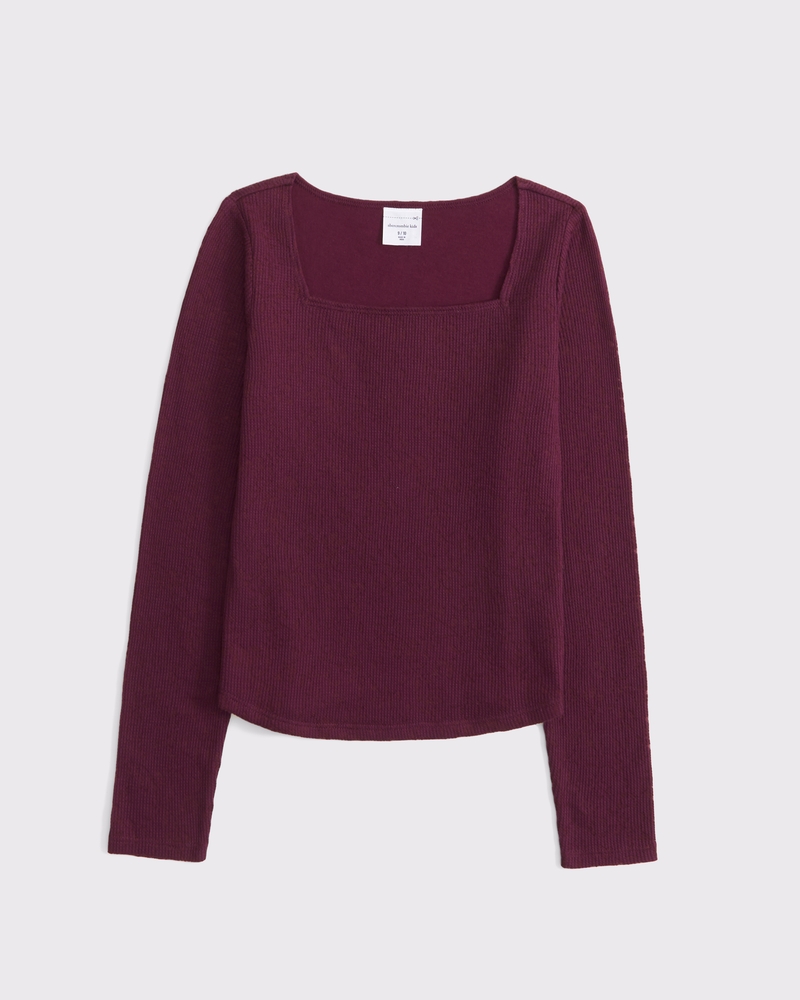 long-sleeve lace squareneck tee