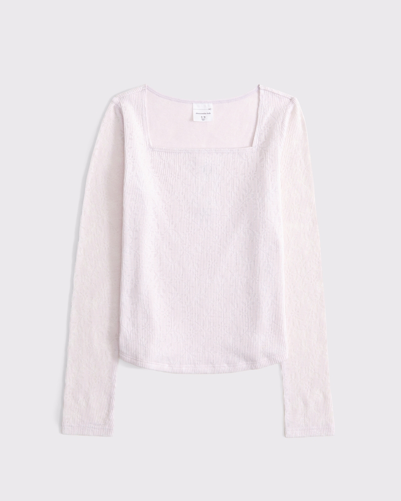 long-sleeve lace squareneck tee