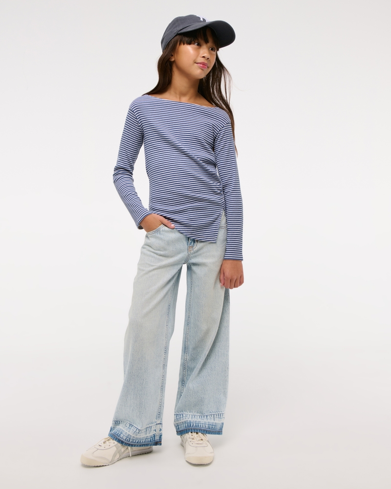 long-sleeve rib mockneck tee