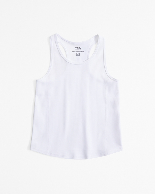ypb cropped active rib tank, White view 1
