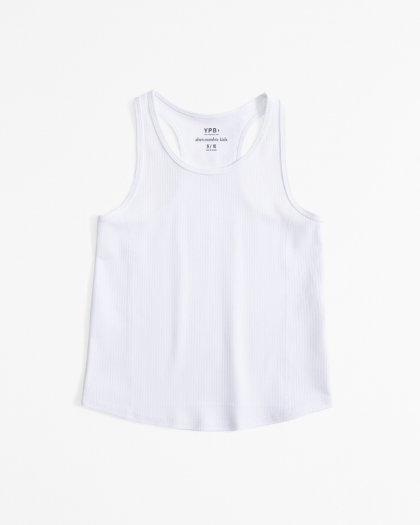 ypb cropped active rib tank, White