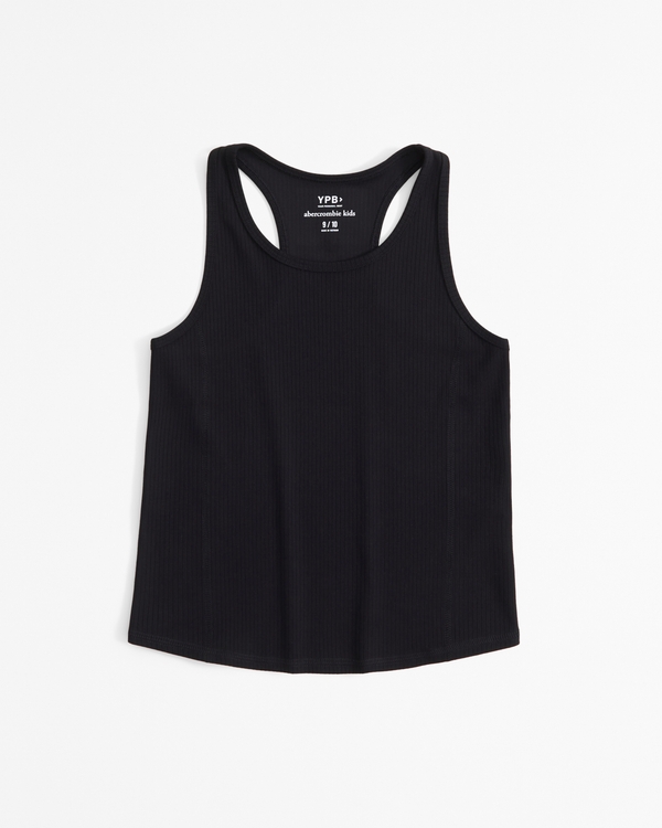 ypb cropped active rib tank, Black