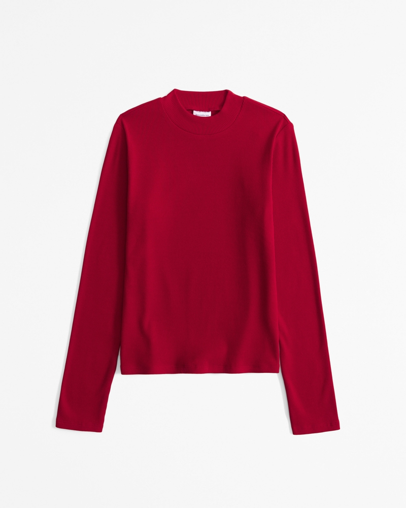 long-sleeve rib mockneck tee