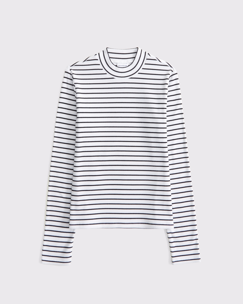 long-sleeve rib mockneck tee