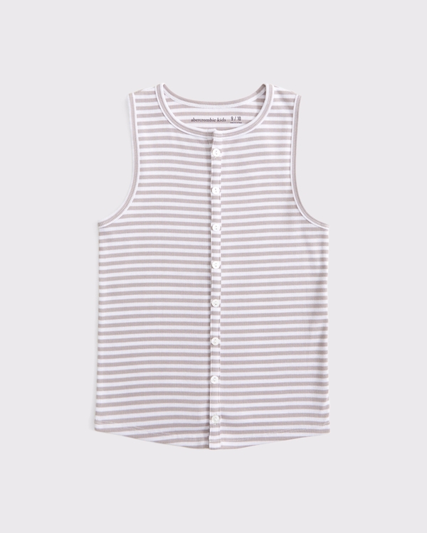 button-through tank, Taupe Stripe view 1