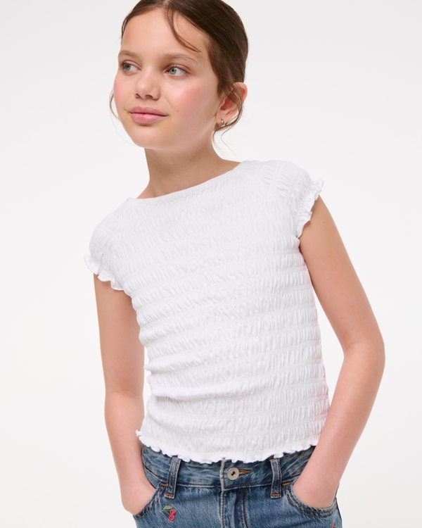 cropped smocked tee