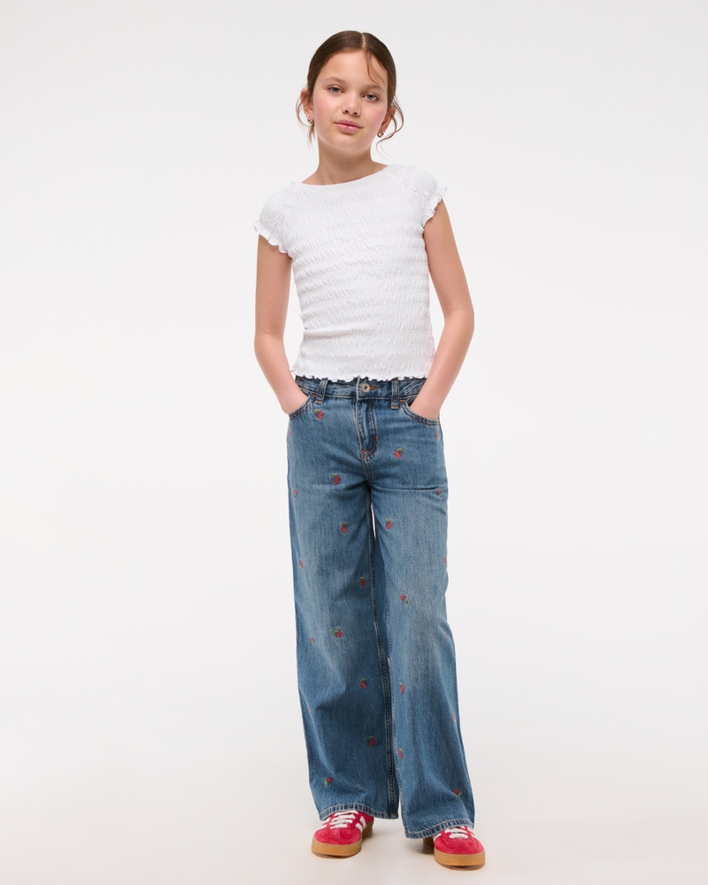 cropped smocked tee