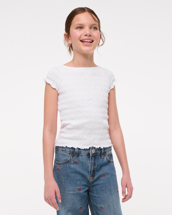 cropped smocked tee