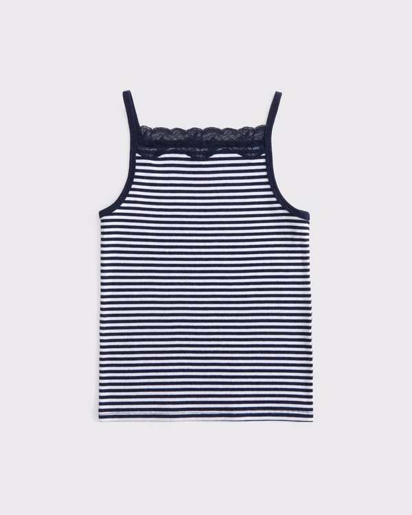apron lace tank, Navy Stripe view 1
