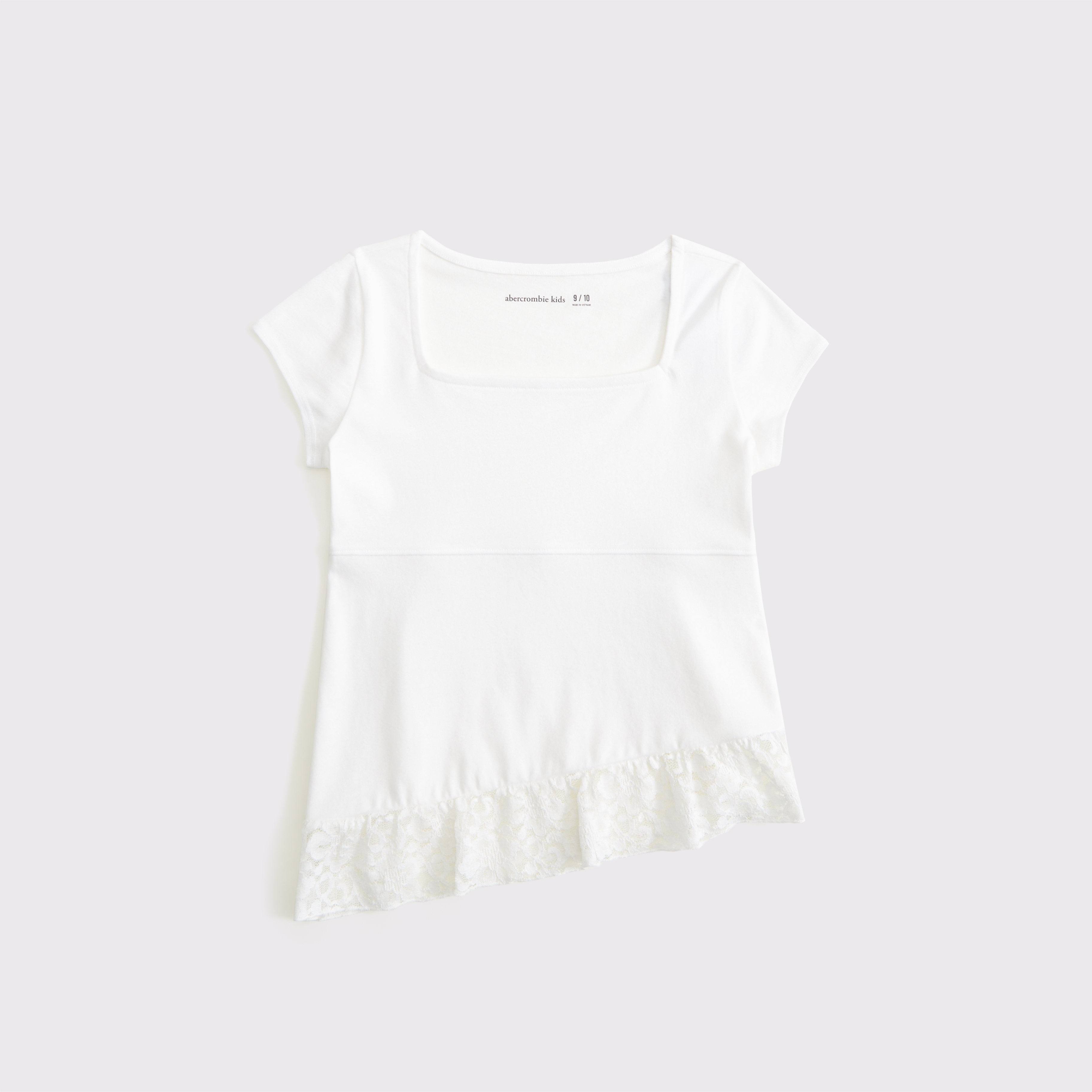 Abercrombie & Fitch Kids' Lace-trim Babydoll Tee In White
